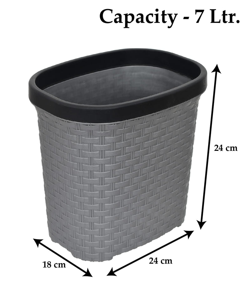 Kuber Industries Multiuses Plastic Open Dustbin For Home, Kitchen, Office, Bathroom, 7 Litre (Grey)-47KM0712