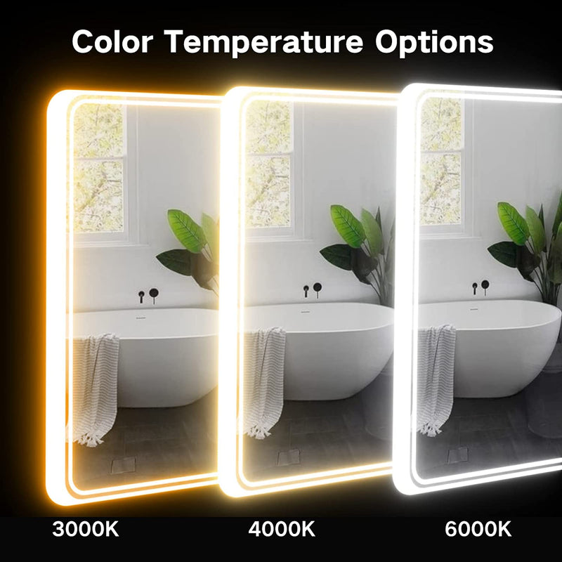 SmileSellers Led mirror | Backlit Bathroom Mirror with Imported Touch Sensor + Dimmer + White Light + Cool Day Light + Warm Light | 24X18 Inch(Framed, Rectangular)