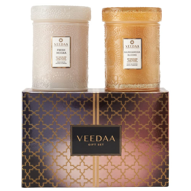 VEEDAA Mandala Glass Duo Candles Gift Set (Style 3)