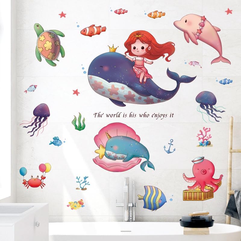 HEUREKA 3D Dolphin Whale Shark Underwater CreatureVinyl Kids Room Nursery Wall Sticker(70 CM X 50 CM)