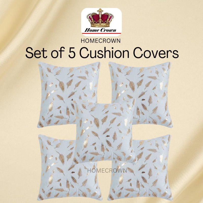 HOMECROWN Soft Velvet Fur Cushion Covers - 16 X 16 Inch, Set of 5, White,250 Threadcount