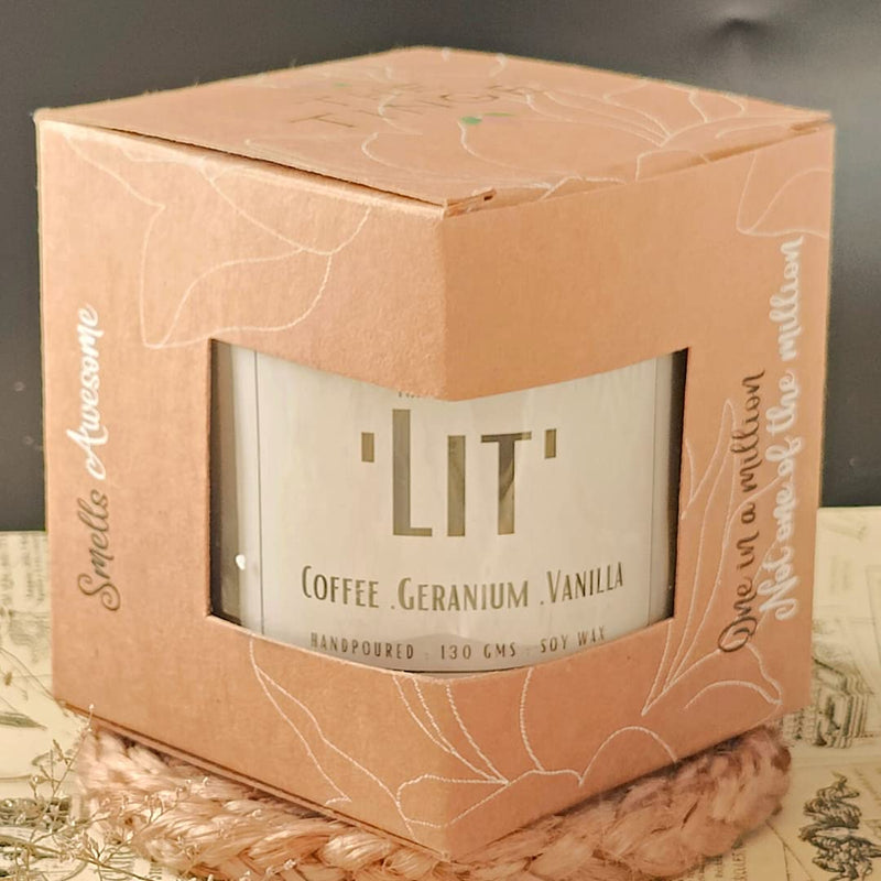 THE TINGE Coffee Geranium Vanilla Scented Hand Poured Smokeless Pure Soy Wax Candle I Upto 30 Hours I for Birthday Anniversary Gift I Home Decor, Birthday Gift Fragrance Candle