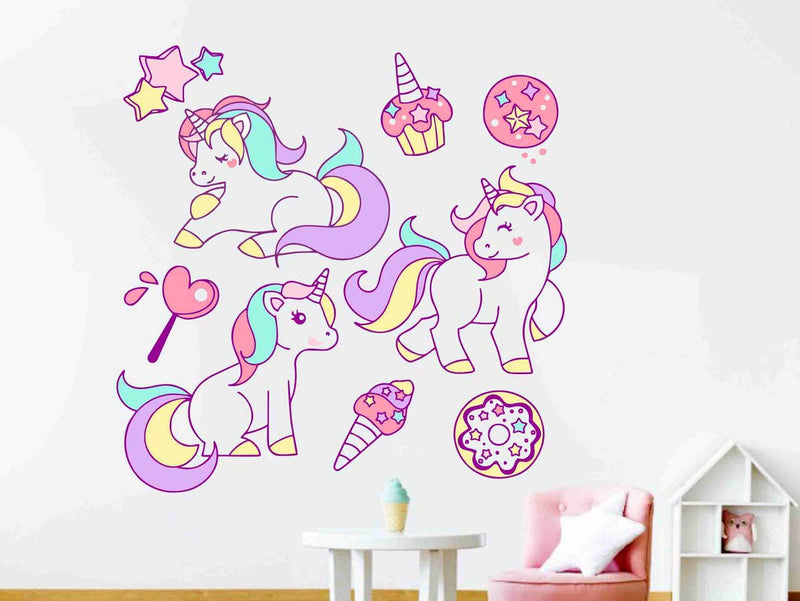 Divine Designs™ PVC Vinyl Self-Adhesive Unicorn Outlines Sticker for Living Room, Bedroom, Office Wall Decoration (24 X 24 INCH) Pack 1