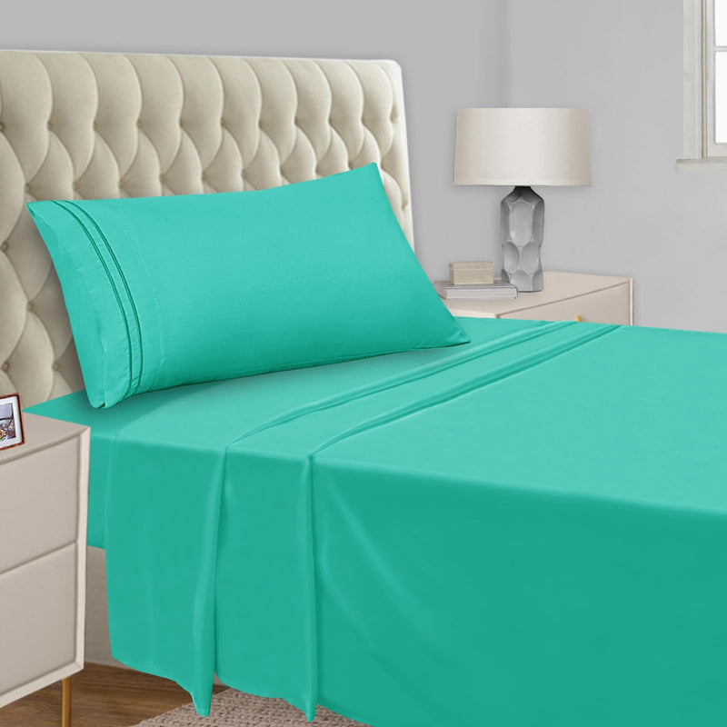 Mejoroom Twin Size Sheet Set - Soft Microfiber Bed Sheets,Deep Pocket Twin Sheets, Hypoallergenic,Wrinkle& Breathable, Fade Resistant - 3 Piece（Twin，Mint）