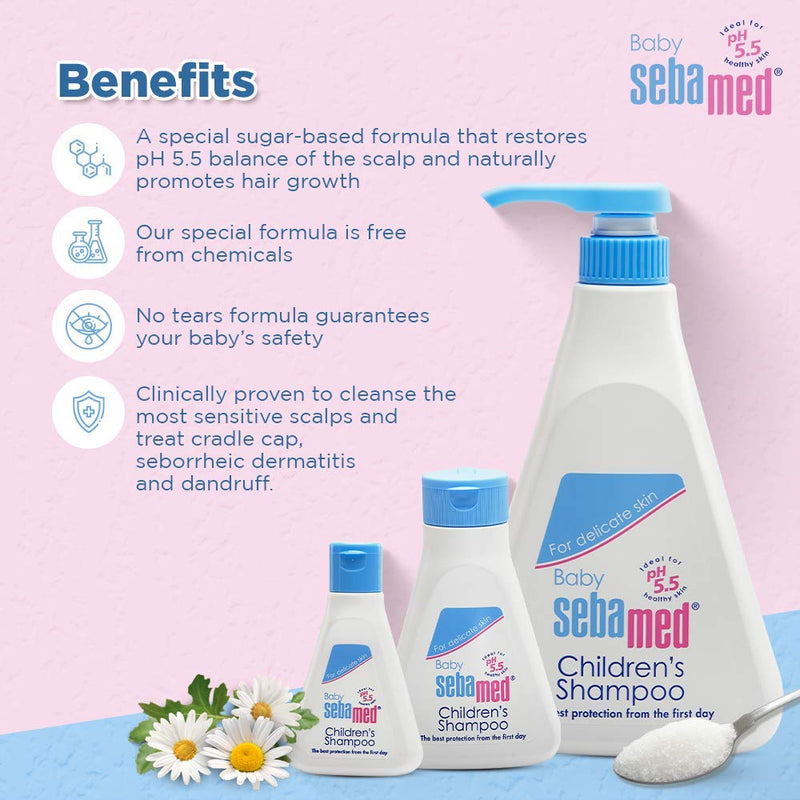 Sebamed Baby Shampoo 150ml|Ph 5.5| Camomile|Natural moisturisers|No tears formula|For delicate scalp