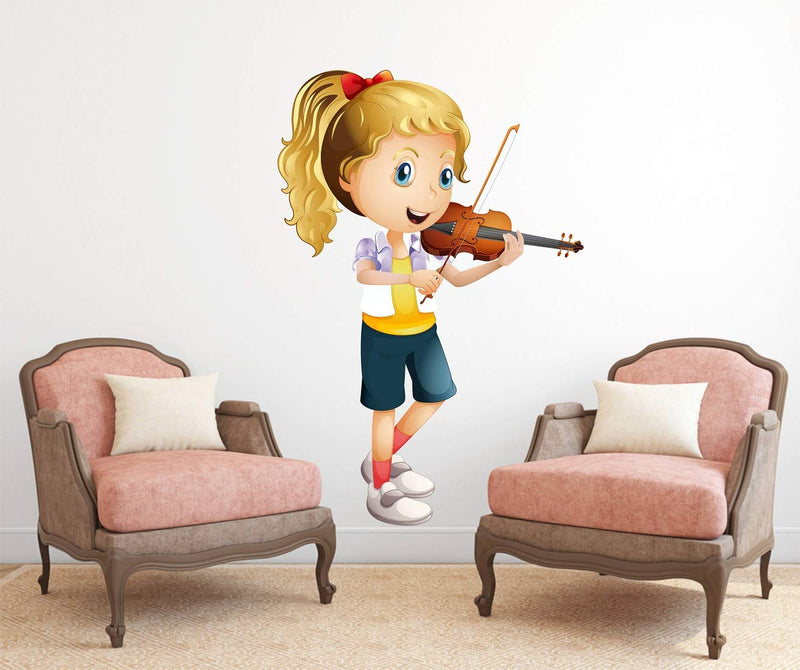 Tuffuk Kid with Guitar Large Vinyl Wallstickers for Home Decorations(50 cm x 70 cm)5TZ129