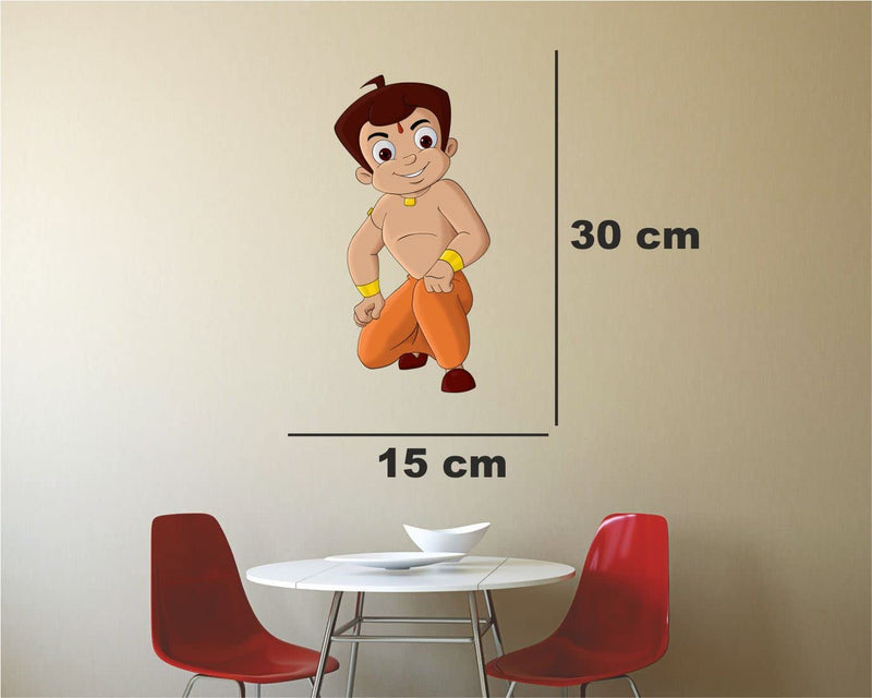 Jump up Amazing Chota Bheem Wall Sticker for Kids Room, Bedroom, Drawing Room, Living Room, Home| Multicolor| Size 30cm X 15cm