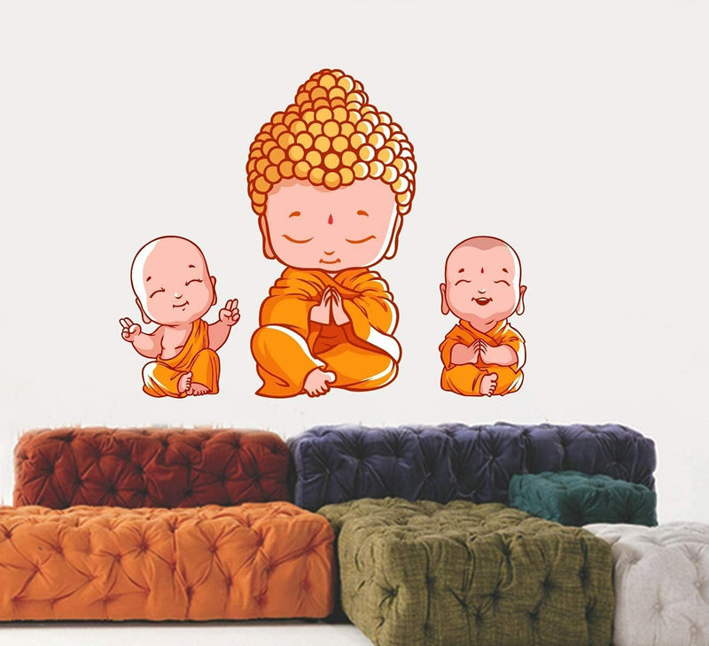 GADGETS WRAP Little Budda Wall Stickers for Living Room, Bedroom, Office (Vinyl, Standard, Multicolour), Religion, Pack of 1