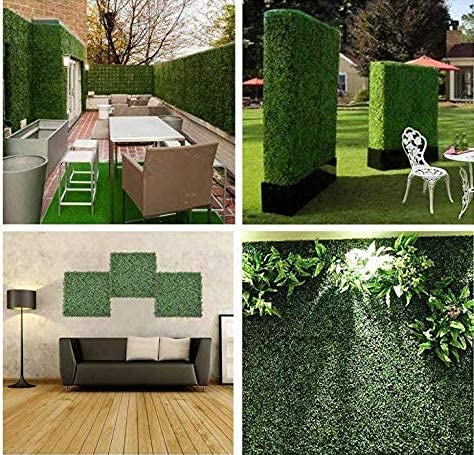 BASRAH NIWAR Festive Creations Artificial Grass Vertical Wall Small Leaves Tiles (Green , 40 X 60 Cm) - Set Of 10