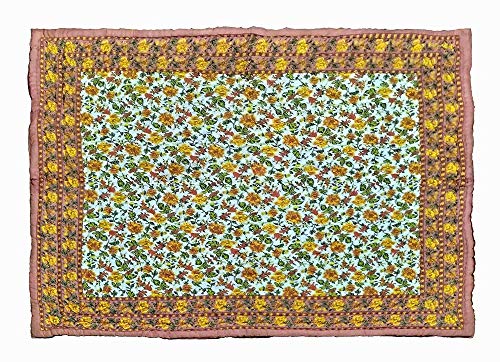 SIBLEY Cotton Single Bed Jaipuri Razai Jaipuri Blanket Ac Quilt for Winter Soft Light Weight Rajasthani Traditional Cotton Razai - Beige (Set of 2)(55 x 85 inch)