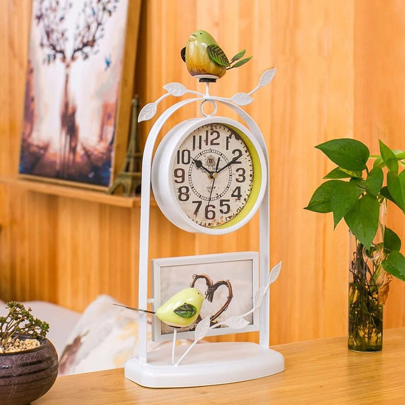 Oye-Seller Metal Bird Photo Frame with Table Clock Home Decoration Gift