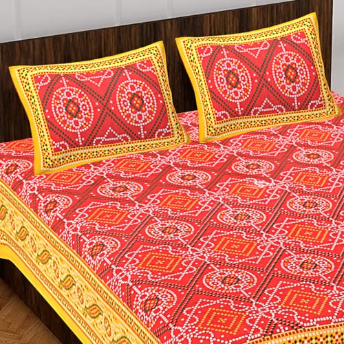 BedZone 100% Cotton Rajasthani Jaipuri Traditional Floral King Size Double Bedsheet with 2 Pillow Covers - Cotton Bedsheet 31