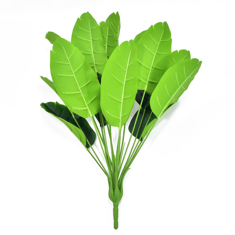 Aatwik Polyester Faux Banana Leaves Plant With 18 Leaves | Artificial Banana Tree Leaves With Stems | Leaves For Home Decor(Green), Artificial Plant