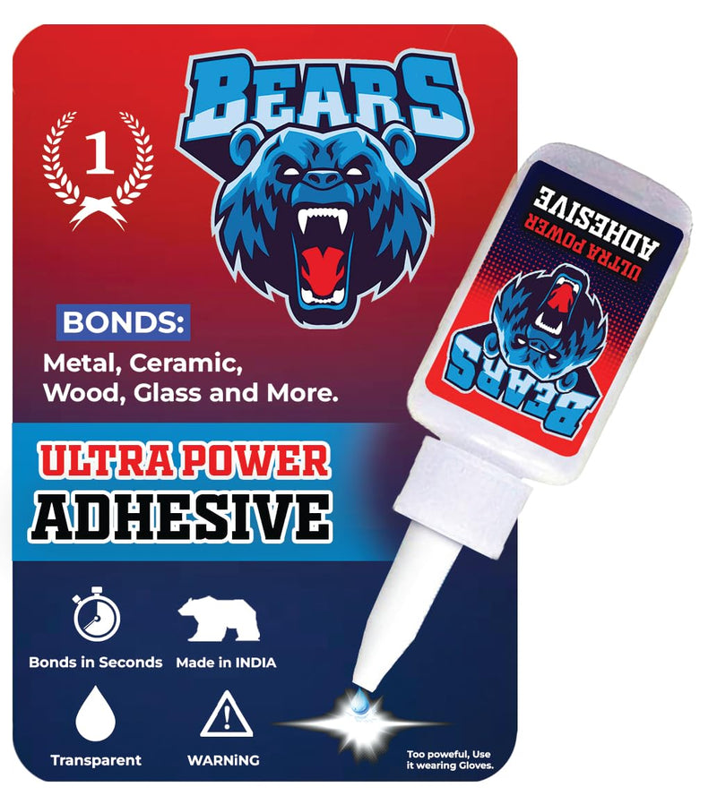 Visaan Bears Ultra Powered Super Glue Adhesive For Plastic, Wood, Metal, Ceramic, Rubber, Glass, Shoe Glue, 20Gm