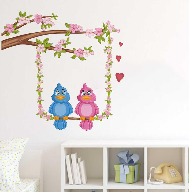 Wall Decals ' Pink Flower Tree & Birds Love ' Wall Stickers