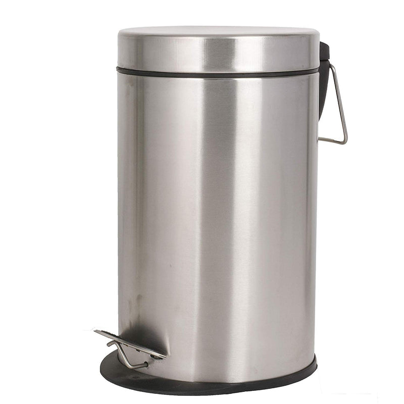 Mofna Stainless Steel Plain Pedal Dustbin With Plastic Bucket (8''X13''- 7 Liter)