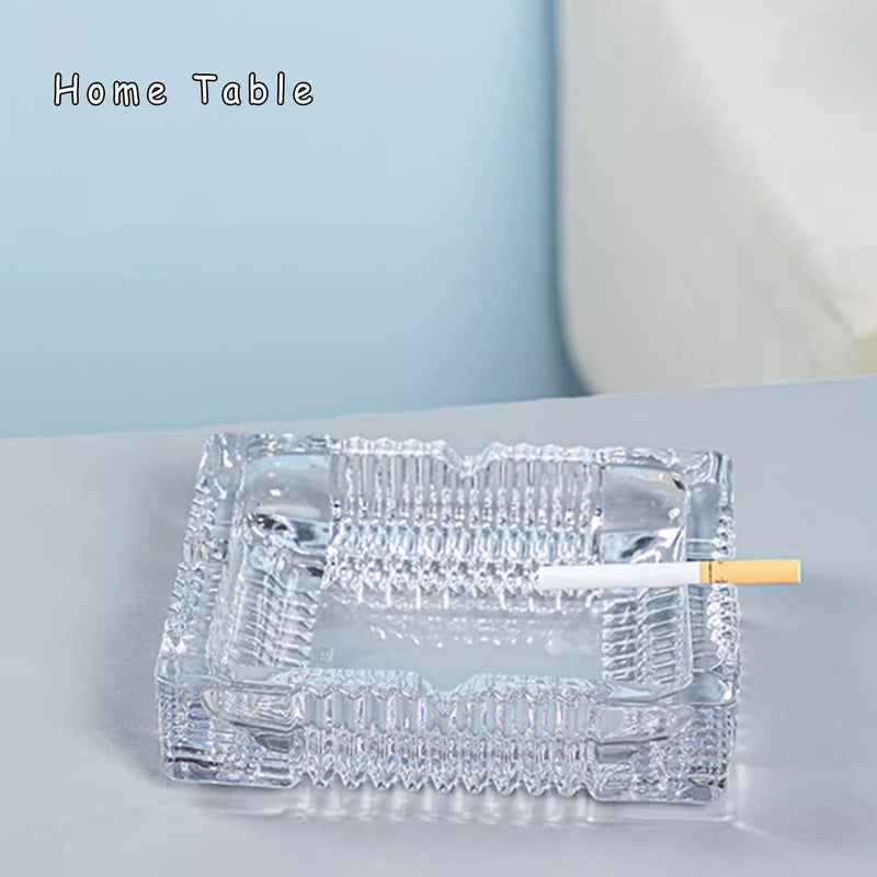 Farielyn-X Crystal Diamond Cut Round Crystal Glass Ashtray For Luxurious Indoor and Outdoor, Desktop Crystal Smoke Collectibel Glass Smoke Collectible Tray Table Decorative set of (CT)