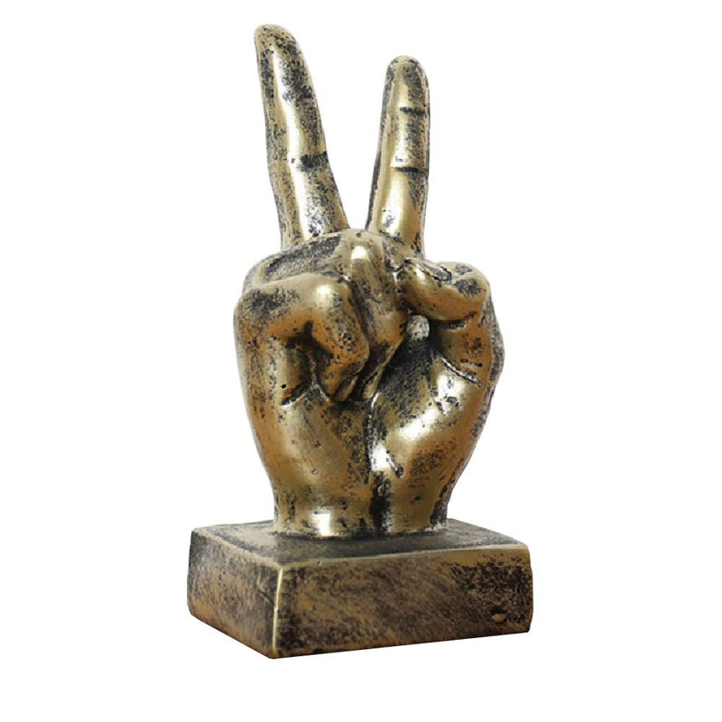 Creative Statues and Abstract Hand Sculptures for Home & Office Decor,Finger Signs Marks Figurines (Gold Yes)