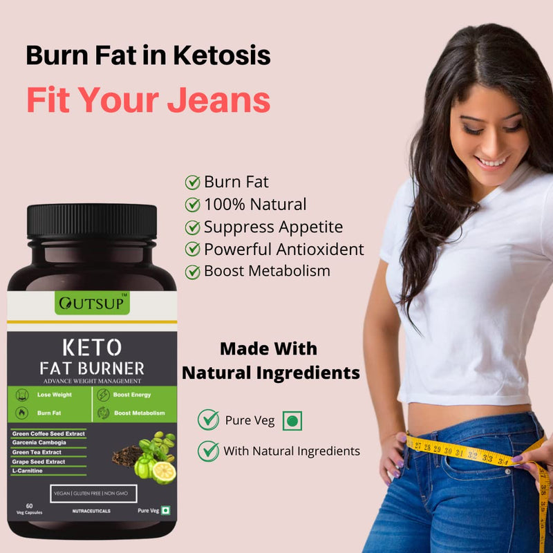 Outsup Keto Fat Burner 60 Capsules 1000MG, Weight Loss Supplement With Garcinia Cambogia, Green Coffee Beans ,Green Tea Extract & L-Carnitine | Metabolism Booster, Fat Burner For Men & Women - (Pack of 1)