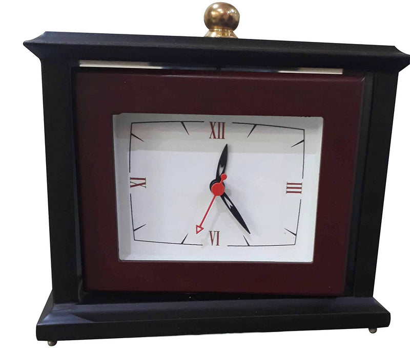 Good life Wooden Table Clock With Inbuilt Photo Frame pack of (1)