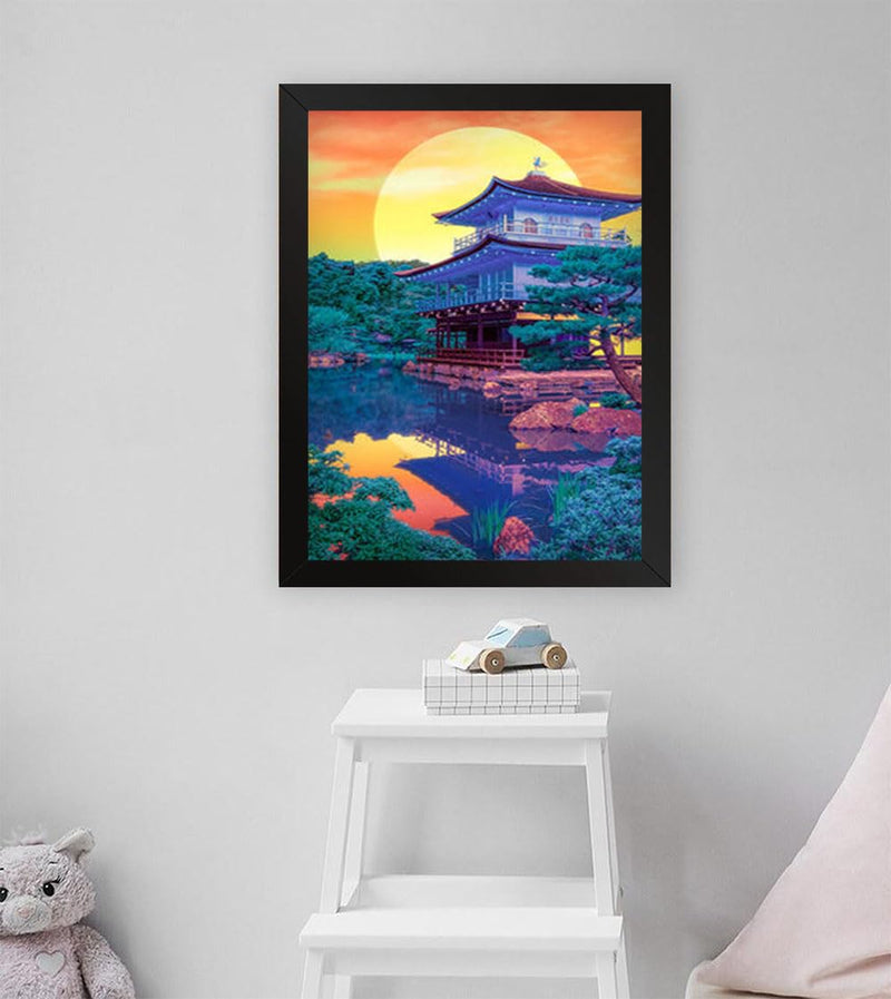GADGETS WRAP Printed Photo Frame Matte Painting for Home Office Studio Living Room Decoration (11x17inch Black Framed) - Rising Sun