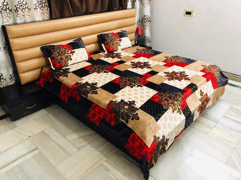 ELSTONE HOME Woolen Warm Winter Bedsheets for Double Bed. Size :- 230 x 250 cms or 90"X100" inches Attractive Designs