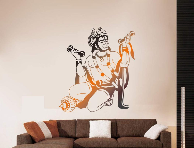 DivineDesigns™ PVC Vinyl Self-Adhesive Hanuman Ji Wall Sticker for Living Room, Bedroom, Office Wall Decoration (20 X 24 INCH) Pack 1