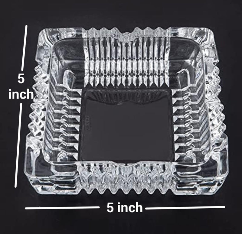 Yadava Square Glass Ash Tray, Ash Trays for Smoking for Home, Decorative Glass Tray Dish for Mouth freshener Dryfruits serving Tray (Transparent Pack of 1) (Square)