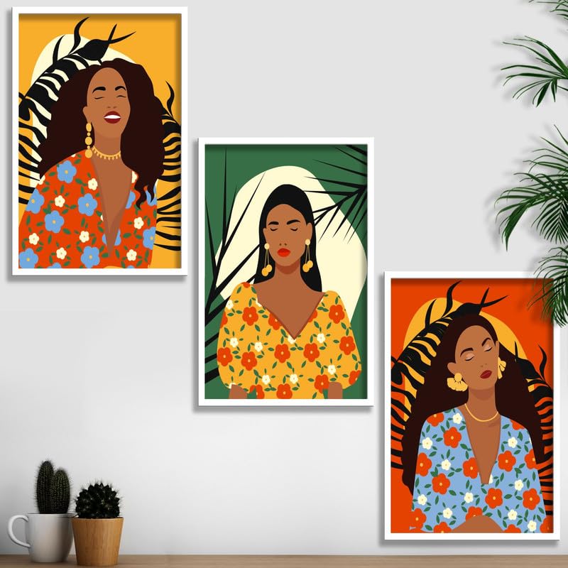 SAF paintings Set of 3 Modern Boho Art Wall Painting For Home And Office ol-COMBO-2052-K3