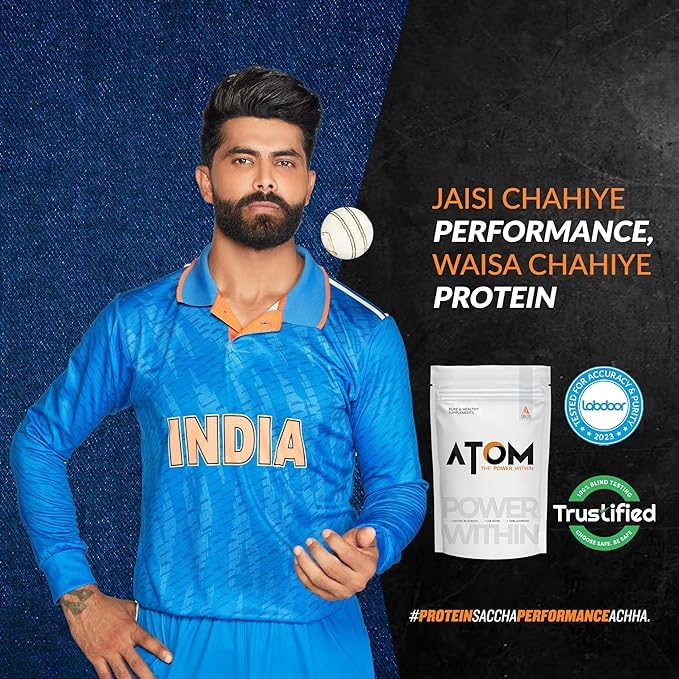 AS-IT-IS ATOM Whey Protein 1kg | 27g protein | Kesar Kulfi | Isolate & Concentrate | USA Labdoor Certified | With Digestive Enzymes