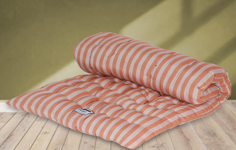 COLOFLY Soft Cotton Single Bed Mattress/Gadda (3x6 feet, Orange Stripes - Single Size)