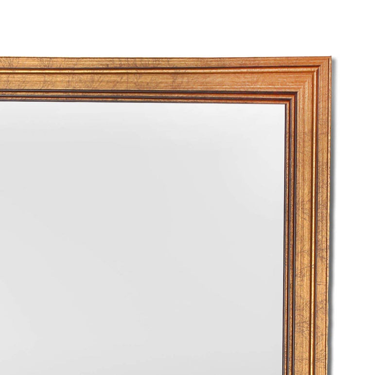 Art Street Synthetic Wood Wall Mirror (Mirror Inner Size : 12 x 24 inch , Outer Size : 15 x 27 inch, Gold) (ASWM11301)