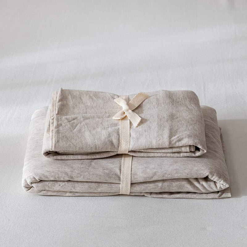 Jersey Knit Cotton Fitted Sheet Queen, 15" Deep Pocket Light Coffee 3 Piece Bedding Sheets Includes 1 Bottom Sheet and 2 Pillowcases