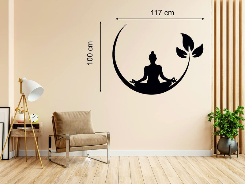 Kaushiki Wall Vinyl Religious Meditating Buddha Wall Sticker Black Colour (117 x 100 cm) Desg - 64