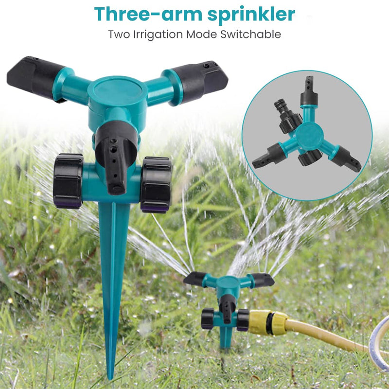 HASTHIP® 3pcs Garden Sprinkler, 360° Rotating Irrigation Sprinkler,Three-Outlet Lawn Sprinkler Adjustable Jetting Angle, 3000 Sq.Ft Coverage,Gardening Watering Systems