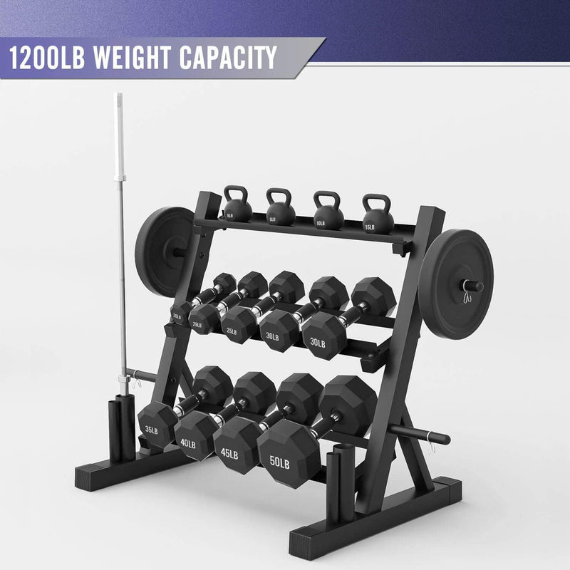 IRIS Multifunctional Weight Rack for Home Gym Suitable for Storage of Dumbbell, Weight Plates, and Curl Bar