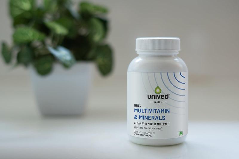 Unived Basics Multivitamin & Minerals Capsule for Men | 100% RDA of all Vitamins with Algae Calcium & Plant-Based Vitamin D3 plus Important Minerals | Complete formulation for Health & Wellbeing