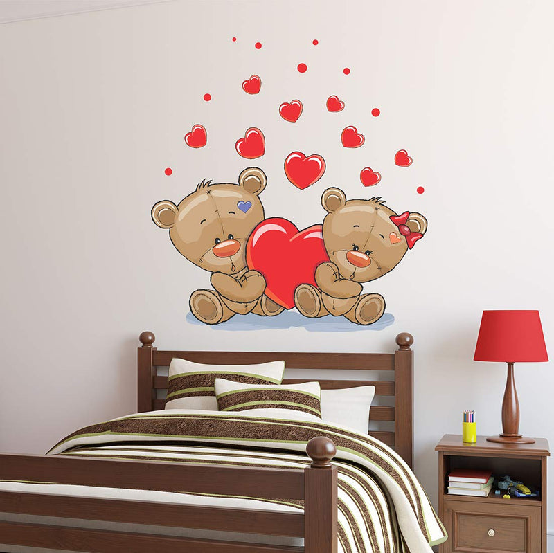 Wallstick Love Teddy Couples wallstickers (Vinyl 60 cm x 60 cm)