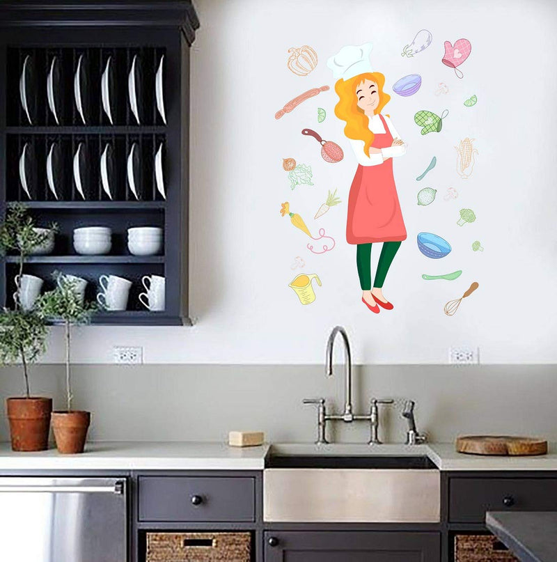 Tuffuk Chef Queen Large Vinyl Wallstickers for Home Decorations(60 cm x 80 cm)5TZ194