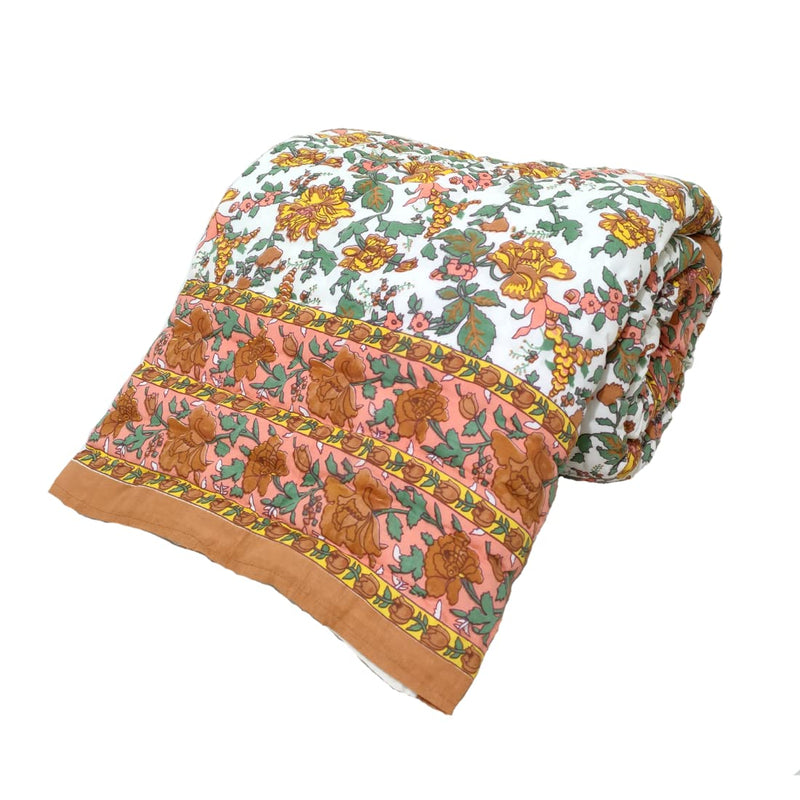 Gnudi Double Bed Jaipuri Razai/AC Quilt Organic Cotton Jaipuri rajai/Rajasthani razai Double Bed for Mild Winter/Cotton razai Double Bed King (90x108 inch, Beige)