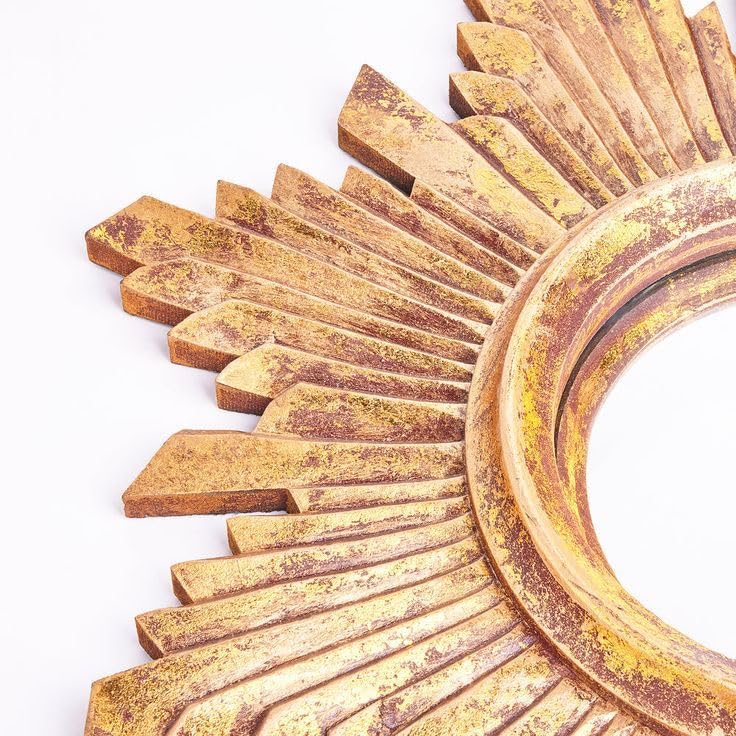 AH.WOODHANDICRAFTS Sunburst Wall Mirror, Gold SIZE 24/24