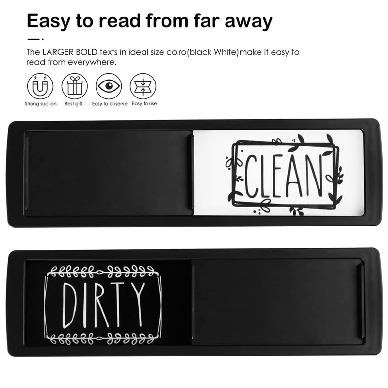 Dishwasher Magnet Clean Dirty Sign Sliding Dishwasher Magnetic Indicator Sign Easy to Read Dirty Clean Sign with Double Sided Stickers for Kitchen Dishwasher and Non Magnetic Dishwasher