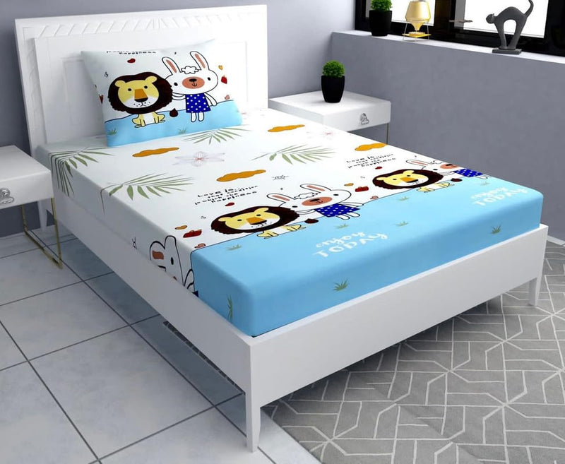 WINSTON HOME Attractive Digital 3D Printed Single Bedsheet with Pillow Cover for Kids Room||Design1