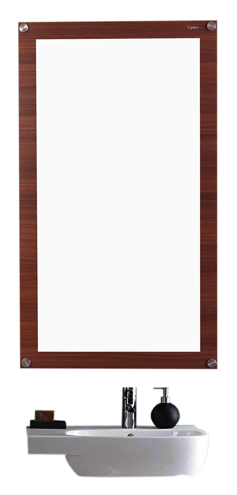 Captiver Engineered Wood Frameless Wall Mount Mirror (15.5X26.7 Inch, C Walnut) Bedroom Bathroom Office Living Room Hanging Mirrors Makeup Decorative Items