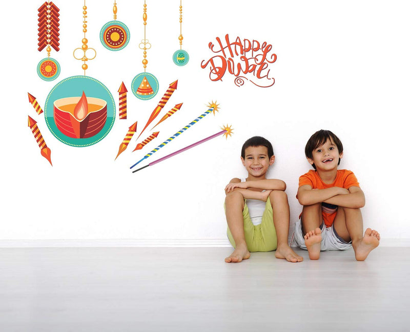 Tuffuk Happy Diwali Large Vinyl Wallstickers for Home Decorations(90 cm x 60 cm)5TZ0180