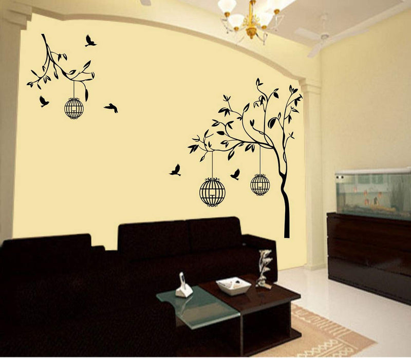 Free Bird Case Black Self Adhesive VinylWaterproof Decorative Wall Stickers for Hall, Bedroom, Kitchen and Furniture