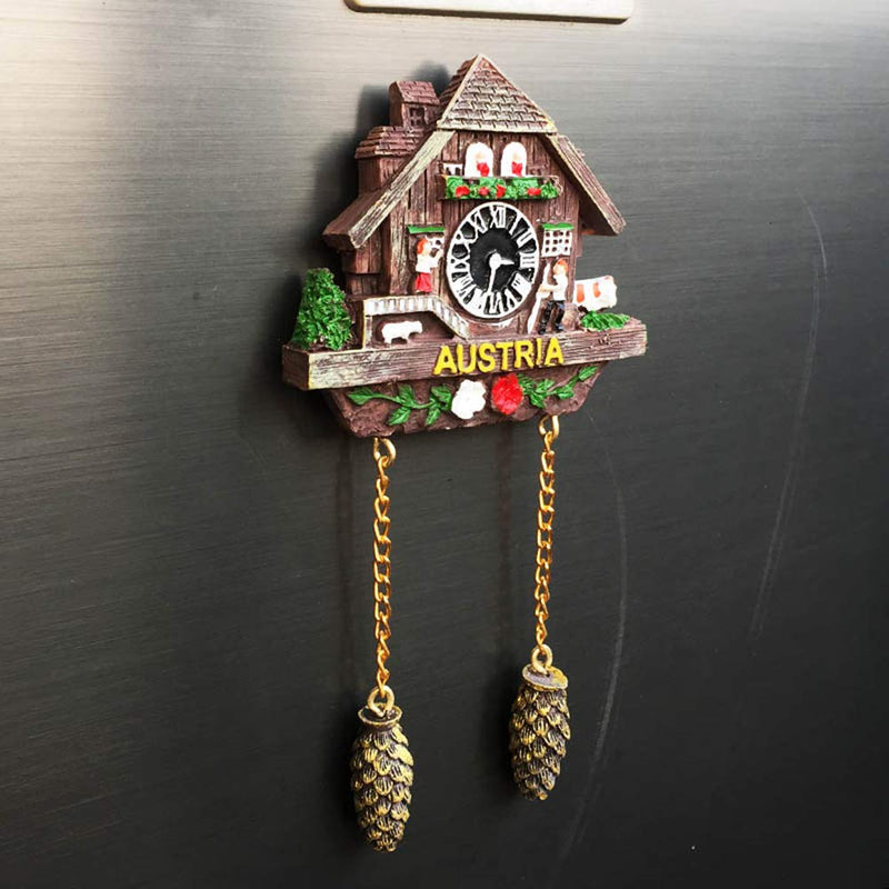 3D Cuckoo Clock Austria Fridge Magnet Souvenir Gift & Collection，Home & Kitchen Decoration Magnetic Sticker, Austria Vienna Refrigerator Magnet