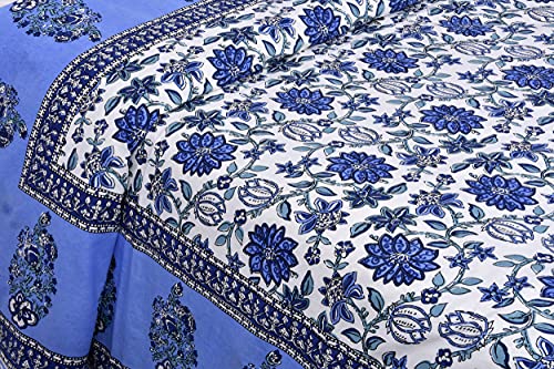 Braise Premium | King Size |100% Pure Cotton | Double Bedsheet with 2 Pillow Covers (Sea Blue)