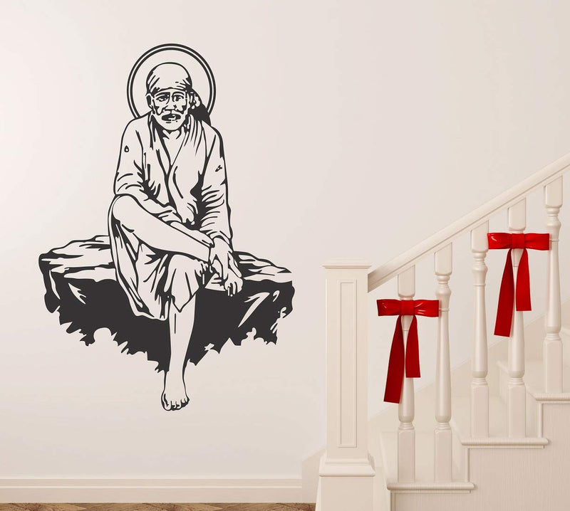 Tuffuk Lord Sai Baba Large Vinyl Wallstickers for Home Decorations(80 cm x 60 cm)5TZ424