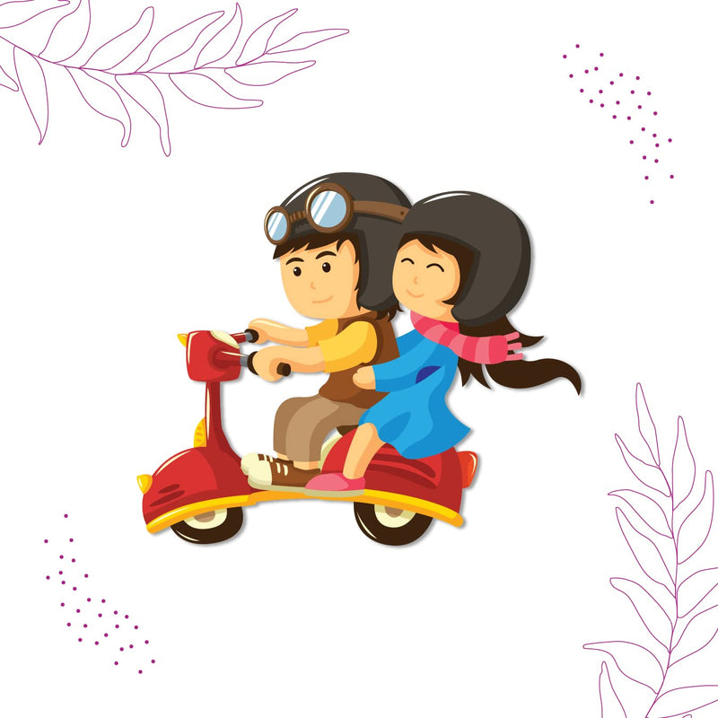 Bhai Please Couple Scooter Ride Wooden Fridge Magnet (Pack of 1) Valentine, Anniversary, Couple, Wedding And Love Gift And Decoration - Gift For Couple, Lovers, Him - Her, Men - Women